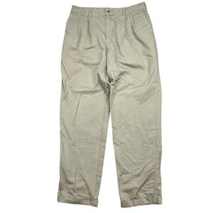 Vintage Lee Men's Khaki Pleated Cotton Pants 34x33 (Tag 36x34) Wrinkle Resistant